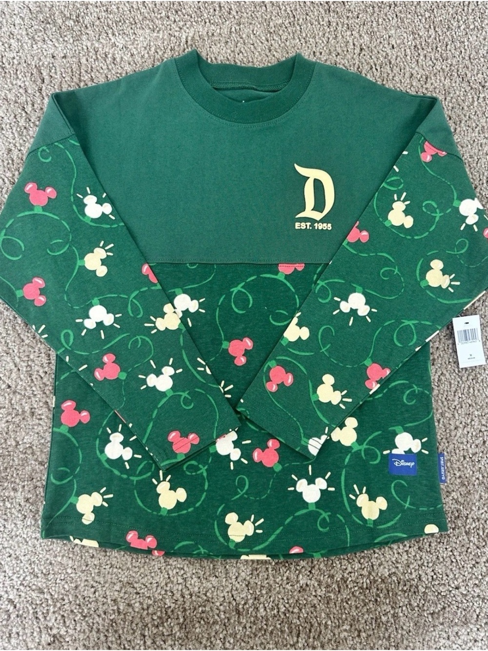 Disney Forest Green Crewneck Sweatshirt with Subtle Logo